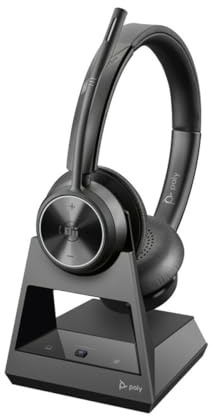 Poly Savi 7320 - Savi 7300 Series - Headset - On-Ear - DECT - kabellos - aktive Rauschunterdrückung - USB-A über DECT-Adapter - Schwarz - Zertifiziert für Microsoft Teams, UC-Zertifiziert