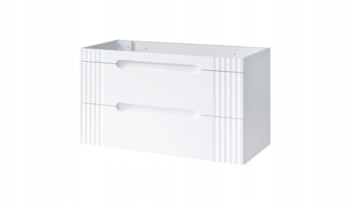 Muebles Slavic Mobile bagno sospeso sotto lavabo 2 cassetti bianco laminato 120 cm – mobile bagno