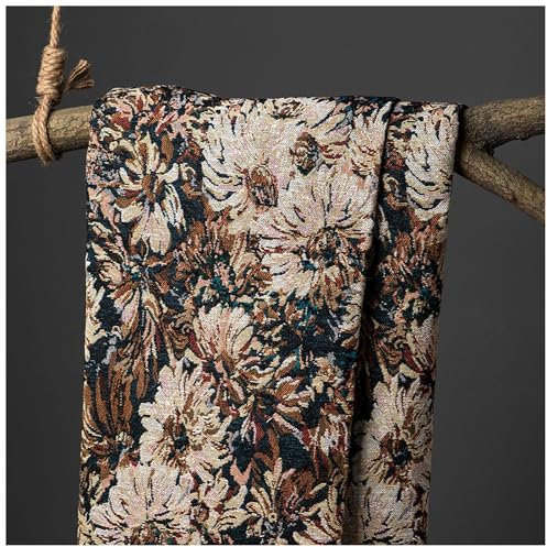Schwarz und Gelb Floraler Stoff Vintage Stil im Grafikdruck Boho Art Dekostoff 148x100cm Baumwollstoff Bedruckte Stoffe Patchwork für Polster und Home Accents