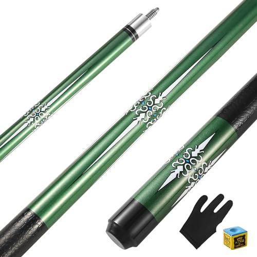 ASMPCUE Pool Queue, 58 Zoll Billard Queue 13mm Spitzen Pool Cue für Professionelle Billardspieler, 1/2 Maple Queue Sticks für Billard Tisch Sport, Bar Pool Table Sticks for Men Women, Grün