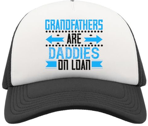 Atspauda Grandfathers are Daddies on Loan Vatertag Slogan Funny Half Mesh Trucker Cap Baseball Hat Snapback Schwarz, Schwarz , Einheitsgröße