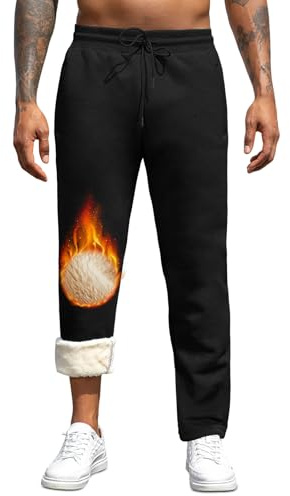 TMEOG Thermo Jogginghose Herren Baumwolle Sweatpants Warme Winterhose Freizeithose Trainingshose Gefütterte Sherpa Hose Flauschig Kuschelhose Haushose Fleecehose für Herren