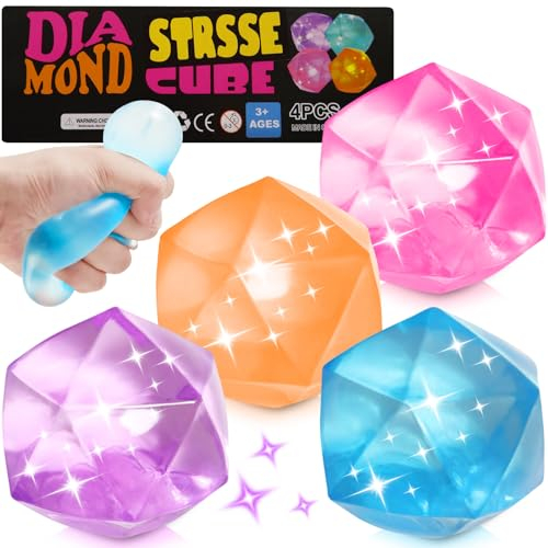 4Pcs Antistressball Kinder und Erwachsene, Diamonds Squeeze Squishy Anti Stress Bälle, Stressbälle Fidget Toy Stressabbau, Antistress Quetschball Sensorische Stressball Sugar Ball Stress Spielzeug