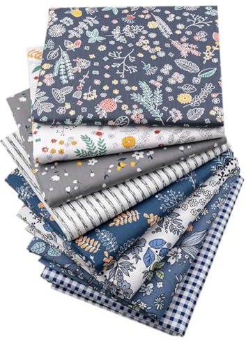 BrightGlow Tessuto di cotone patchwork pacchetto di tessuti 100% cotone tessuto per quilting fascio 8 pezzi 19,7x19,7(50x50cm) tessuti twill ritagli di tessuto fascio di tessuti fai da te tessuto di