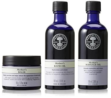 Neal's Yard Remedies Mother Collection Gift Set, With Massage Oil, Bath Oil & Body Balm, Deeply Nourishes, Replenishes & Relaxes, Set of 3