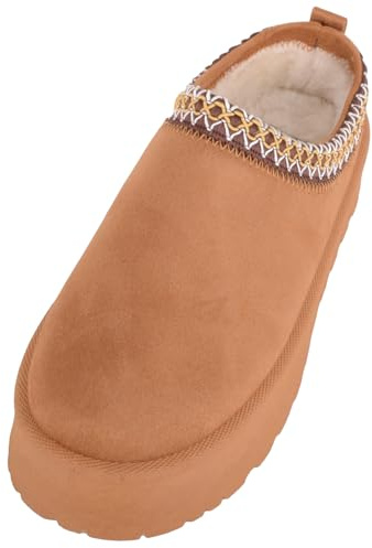 ABSOLUTE FOOTWEAR Zuecos de plataforma fáciles de poner para mujer con interior de piel sintética, Tan, 39 EU