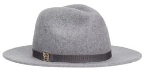 Tommy Hilfiger Monogramm Fedora Hut, Grau, Damen, Wolle