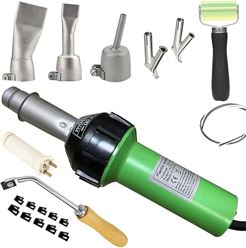 Seababyhouse Professional 1600W Hot Air Torch Plastic Welder Welding Heat Gun Handhold Rod with Speed Nozzles Pistol Hot Gas Pistol, with Handheld Groover