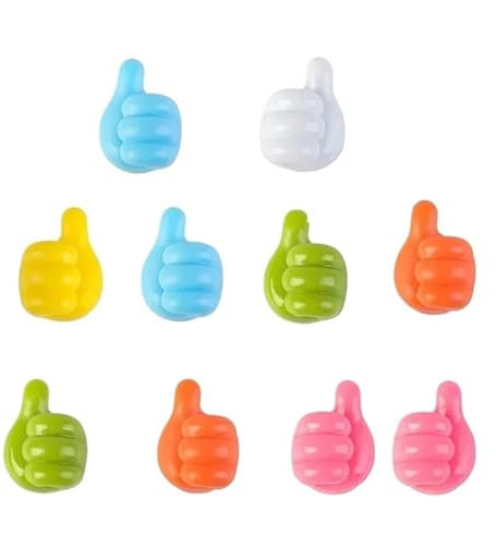 20PCS Silicone Thumb Wall Hook Cable Management Wire Organizer Clips Wall Hooks Hanger Storage Holder for Kitchen Bathroom Random Color