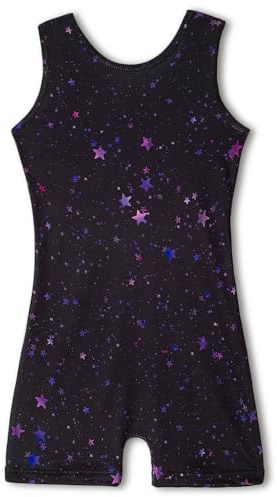 YDMZX Leotards for Girls Gymnastics Size 6-7 Big Kids Tumbling Outfits Biketards Black Stars