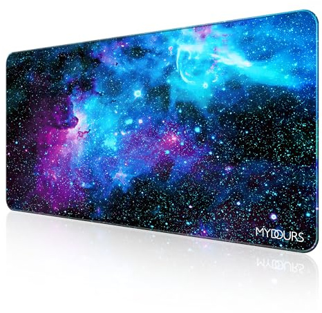 Mydours 120x60cm Gaming-Mauspad, große Schreibtischunterlage Universum | XXL-Schreibtischpad Mit Rutschfester Unterseite, Glattem Stoff Und Verlängerter Gummiauflage – Für Gaming, Büro Und Arbeit