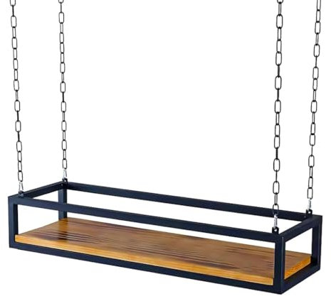 Estante Industrial for Plantas Colgantes, Marco de Metal montado en el Techo con Base de Madera, estantes flotantes for Plantas de Interior for decoración del hogar u Oficina(150cm)