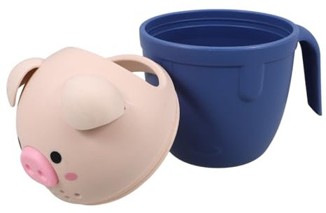 COOPHYA Secchio Bagno Ragazzo Ragazza Forma Di Maialino Cucchiaio Per Risciacquo Con Impugnatura Sicura e Capacità Grande Tazza Doccia Per Ragazzo Ragazza in Spessa Blu Accessorio Diverten