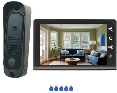Videocitofono Cablato con Visione Notturna, Schermo LCD da 7 Pollici, Sblocco con 5 chiavi RFID e Audio Bidirezionale