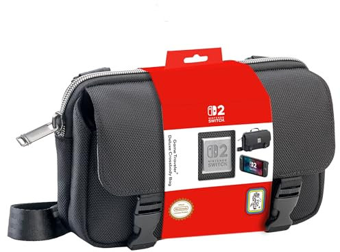 R.D.S. INDUSTRIES, INC. – Game Traveler® Deluxe Licensed Crossbody Bag Designed for Nintendo Switch™, 2™, OLED™, Black Horizontal (MC17)
