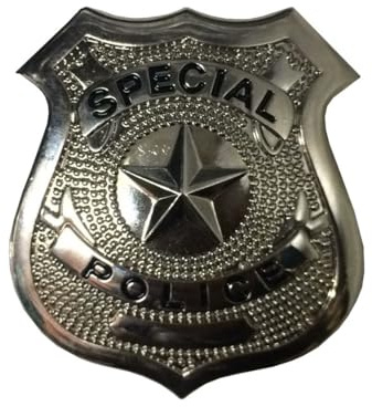 Wickedfun Insignia de policía plateada para adultos con decoración de estrella, oficial de policía de policía de policía de Nueva York y ladrones, accesorios especiales de disfraz para Halloween