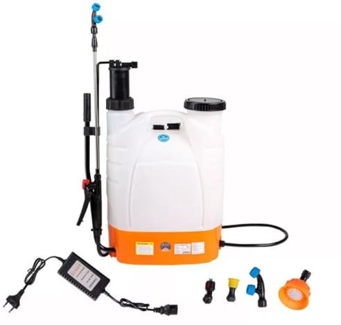 Pompa Irroratrice a Batteria con Atomizzatore a Spalla, Nebulizzatore 16L con Ugelli Intercambiabili per Verderame
