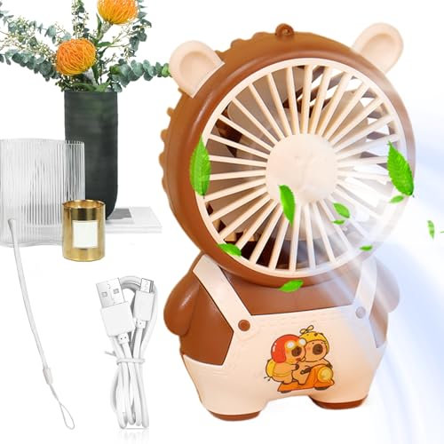 Fenayuu Small Desk Fan - Portable Desktop Fan | Capybara Design Cooling Electric Device with USB Interfaces, Compact Tool for Camping Outdoor Picnic Hiking Home