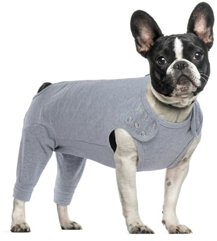 PUMYPOREITY Hundebody Nach Op, Hundebody Nach Kastration Rüde Ellenbogenbandage Hund Hinterbeine Op Anzug Medical Pet Shirt Kniebandage Hinterbein(Grau, S)