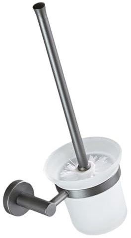 TOPPERFUN Escobilla de Baño de Pared con Base de Vidrio Juego de Cepillo de Limpieza de Inodoro Diseño Moderno y Práctico para Baños Compactos