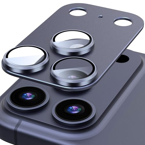 Diruite Protection Camera pour iPhone 17 Pro Protection Appareil Photo | Verre Trempé 9H HD,Alliage D'aluminium Anti Rayures,Gardez le Tir Original,Forte Adsorption,Assemblage Facile,Bleu intense
