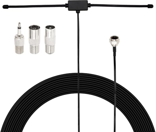 BOOBRIE Antenne Radio FM/Dab Dipôle Haute Performance 3M Câble Adaptateurs Universels Compatible Récepteurs HiFi/Home Cinéma - Réception Stéréo Améliorée