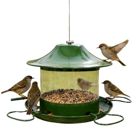 Nudorpn Vogelfutterstation für den Außenbereich, Eichhörnchen-Futterstation aus Metall, hängend, mit großer Kapazität | zum Füttern von kleinen Wildtieren, Finken, Spatzen, Garten, Hof