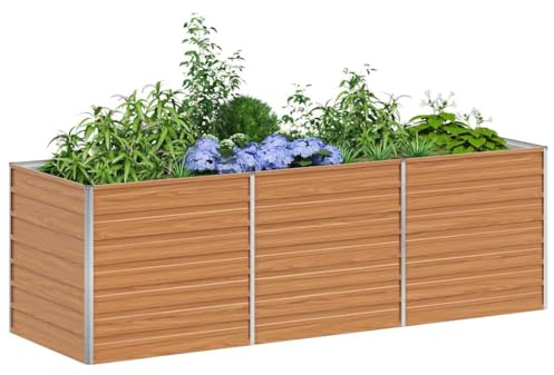 vidaXL Hochbeet Hellbraun 240 x 80 x 77 cm Verzinkter Stahl