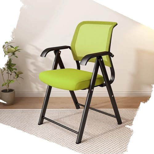 Sedia da ufficio pieghevole con braccioli, in tessuto traspirante, per conferenze, struttura in metallo, altezza 45 cm, sedia versatile per visitatori per casa e ufficio, verde