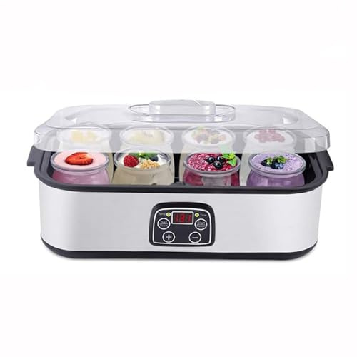 Yogurtiera, Macchina per Preparare Yogurt Probiotico, con Temperatura e Tempo Regolabili, Facile da Pulire, con 8 Vasetti in Vetro, Ideale per Uso Domestico