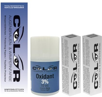 Color Augenbrauen- & Wimpernfarbe Set Graphit – 2x Farbe 15 ml + Oxidant 3% 100 ml + Wimpernblättchen 96 st.