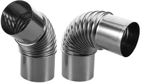 Ipetboom 2pcs Stainless Steel Stove Pipe Elbow Set 45 and 90 Degree Bends for Outdoor Camping Stove Chimney Flue, High Temperature Durability and Space-Saving Solution