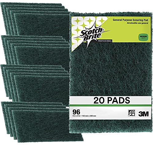 Scotch-Brite Scouring Pad 96-20, 20 Pads, 6” x 9”, General Purpose Cleaning, Food Safe, Non-Rusting