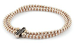 Karisma Diamntschliff 3mm Elastische 2-Reihig Kugelkette Armband 19cm Silber 925 Rosé Gold rhodiniert EB0003DR
