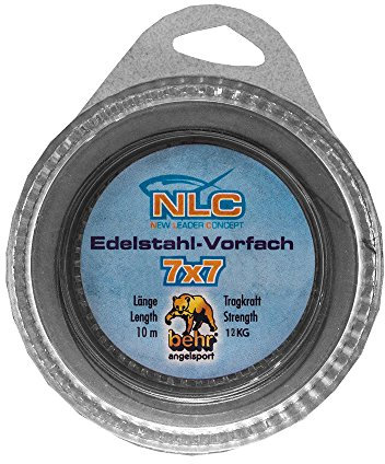 10 m Stahlvorfach 7x7 mit Klemmhülsen Angel Vorfach Hecht Raubfisch Vorfächer (12 kg Tragkraft)