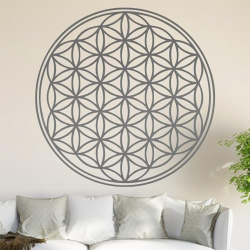 Kiwistar Blume des Lebens - Baum Wandtattoo in 6 Größen - Wandaufkleber Wall Sticker - Dekoration, Küche, Wohnzimmer, Schlafzimmer, Badezimmer (20 x 20 cm, 71_grau)