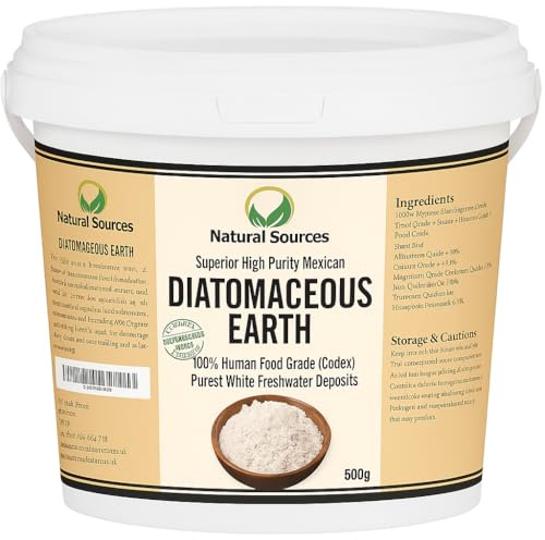 Superior Diatomaceous Earth Food Grade 500g - Diatomaceous-Earth Superior Food Grade UK by Natural Sources™ Full Ebook! Premium Fresh Water Source! Use for Health, Pets, Pest Control, for Chickens…