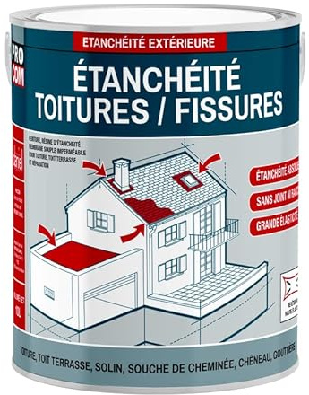 Peinture, résine d'étanchéité toiture, réparation tuiles, fissures, anti-fuites, décore, protège, plusieurs coloris PROCOM 0.75 litres