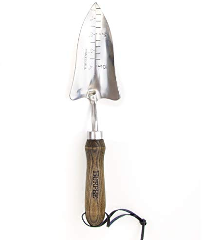 Burpee 13 Stainless Steel Transplanter | Durable Long Lasting Garden Tool | Leather Wrist Strap 5 Handle, 10 Year Warranty