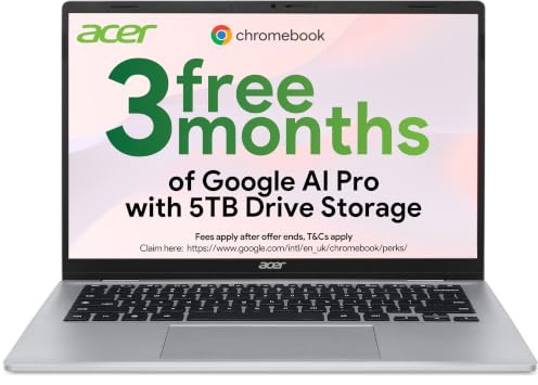 Acer Chromebook 314 CBOA314-2H Laptop - MediaTek Kompanio 540, 4GB, 64GB eMMC, Integrated Graphics, 14 WUXGA Display, Google Chrome OS, Silver