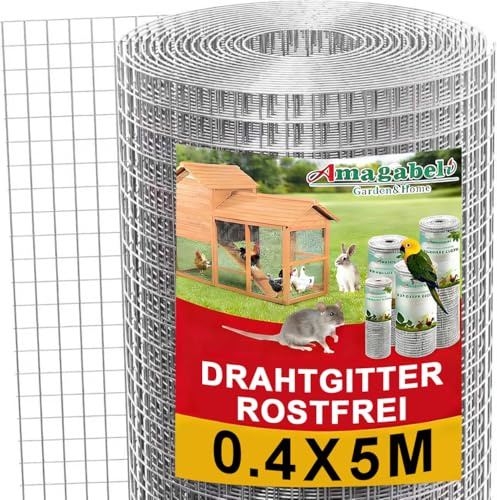 Amagabeli - Rollo de malla de alambre galvanizado soldado de calibre 14 para valla de jardín, cercas de jardín, ciervos, ovejas, animales, 91,4 x 15,2 m