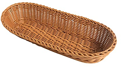 JAWSEU Ovaler Geflochtener Weiden Korb Brotkorb, Rustikal, Handgefertigter, geflochtener Rattan-Weidenkorb, Obst-Tablett, Aufbewahrungskorb Korb-Schale, 36cm x 14cm x 7,5cm