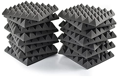 ACOUSPANEL Mousse Acoustique Pyramidale Non Compressé 245x245x40mm Gris Anthracite (16 Unités)