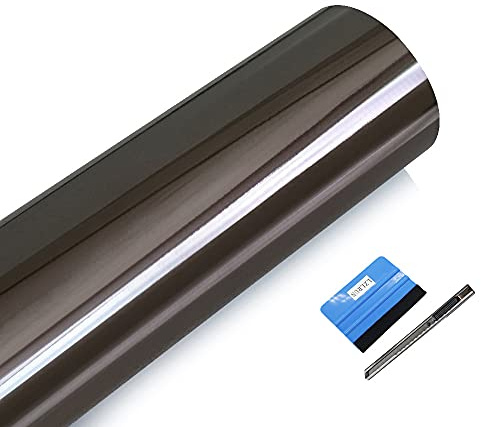 NewL glänzende Chrom-Grau Vinylfolie 30 x 150 cm,Selbstklebend | Chrom-Oberfläche, inkl. Montagewerkzeug, hohe Dehnbarkeit, außengeeignet, rückstandsfrei haftend, für Autos und Motorräder