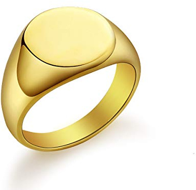Joliernelle Round Siegelring Damen/Herren, Edelstahl/Gold Bandring Größe 49-67