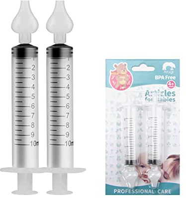 HENGBIRD Nasalaspirator, 2 st Baby Nasal aspirator, 10 ml nässköljare, säker näsrengöring sköljanordning, nässug för spädbarn, med silikonnasal sugspets, säker och bekväm, tvättbar och återanvändbar