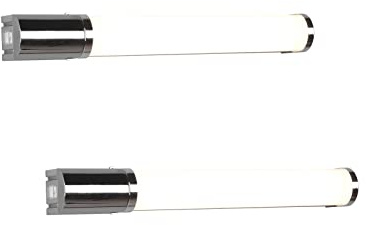 meineWunschleuchte 2er Set Badezimmer Wandleuchten mit Steckdose & Schalter in Silber Chrom, B 41,5cm