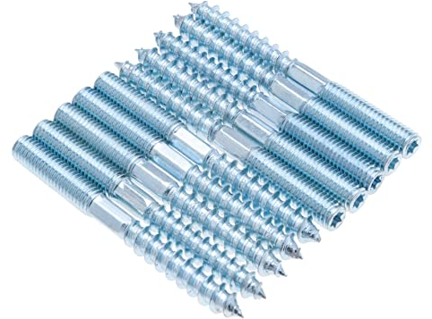 M8x120mm Torx Stockschrauben, Doppelseitige Dübelschrauben, Holzschrauben, Dübelbefestigung, Verzinkte Kopflose Verschluss mit Sechskantteil und Torx T25, Metrischer Bolzen und Holzschraube (10 Stück)