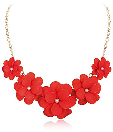 EVER FAITH Collana con Colletto a Fiori, collane di Fiori Estivi di Dichiarazione per Donne e Ragazze