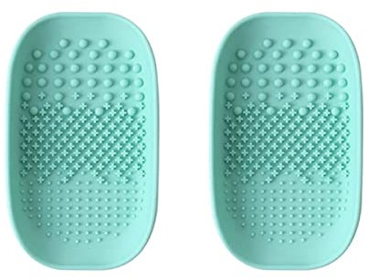 FRCOLOR 2pcs Makeup Brush Cleaning Plate Handheld Scrub Board for Women Light Makeup Brush Scrubber Pad Cleaner